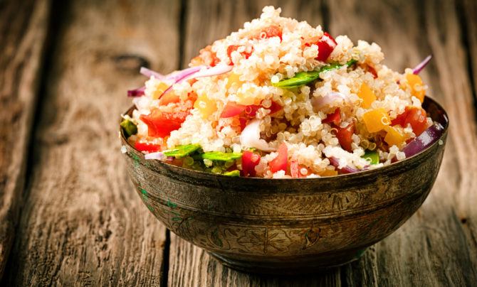 Muscle food for vegetarians: A delicious bowl of quinoa and vegetables.