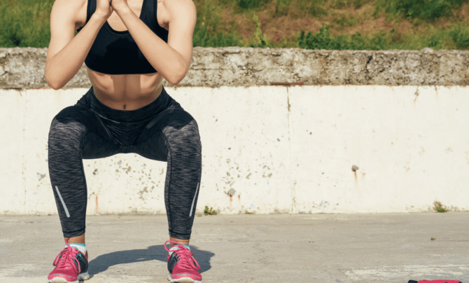 woman in a squat position