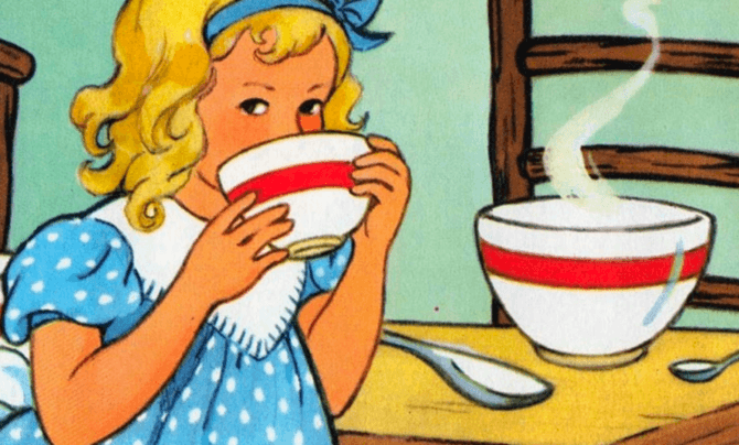 goldilocks drinking soup